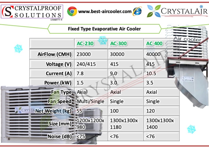 Fixed Type Evaporative Air Cooler CRYSTALAIR