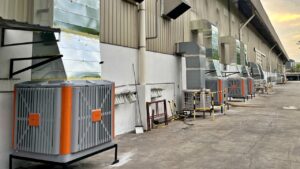 Fixed type evaporative air coolers installed for factory cooling in Malaysia