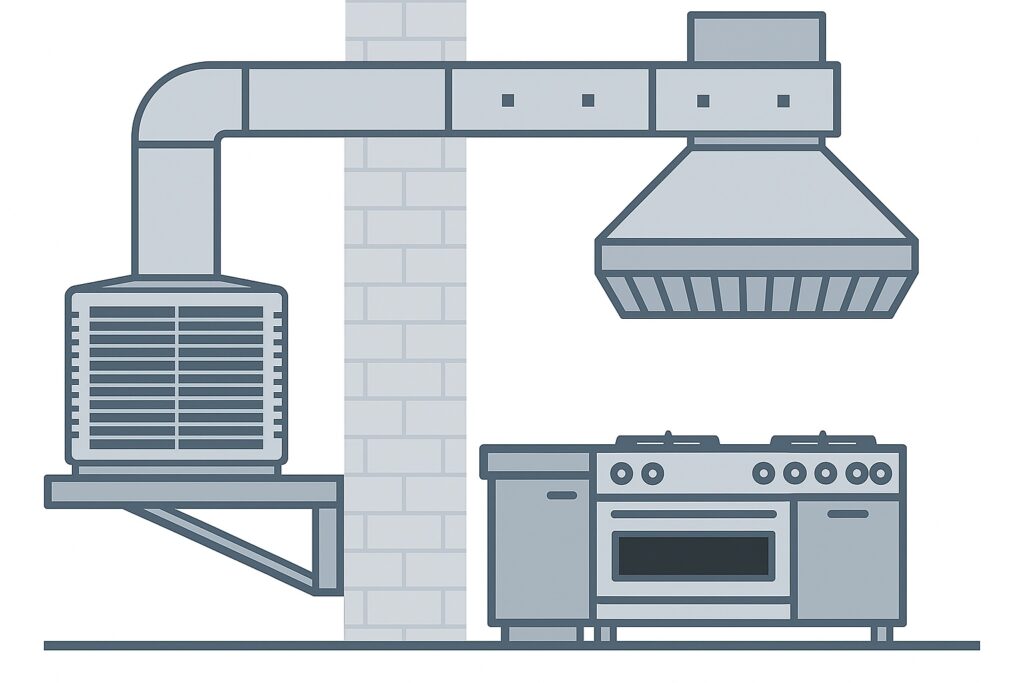 Kitchen Exhaust Hood System with Air Cooler Fresh Air Make-up