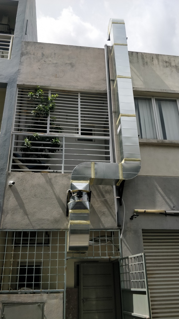 Commercial kitchen exhaust duct routed to rooftop discharge in Selangor Malaysia