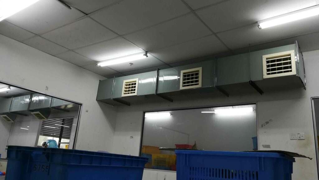 A spot-cooling ducting design of air cooler system for glove factory