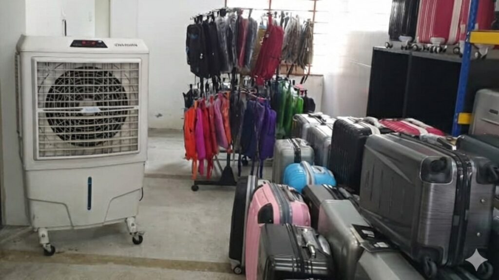 Portable air cooler rental used for warehouse clearance sale event in Kuala Lumpur