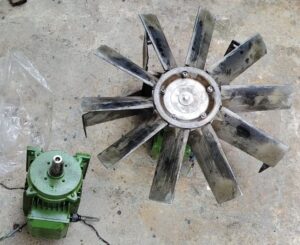 Removed kitchen exhaust fan motor and impeller after troubleshooting