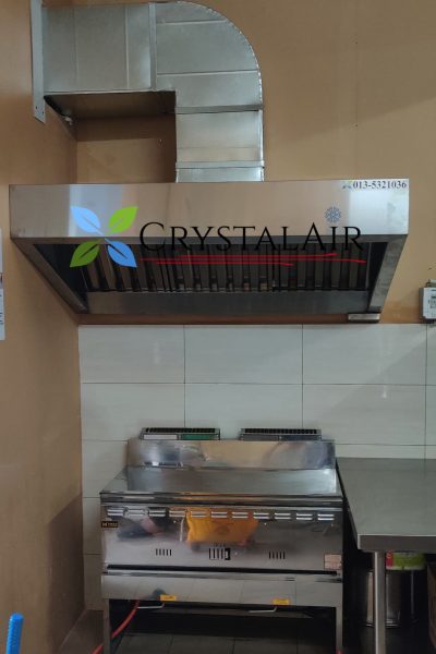 Normal size kitchen hood for most smaller size restaurant.