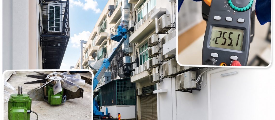 Kitchen exhaust fan troubleshooting with skylift access and abnormal voltage reading